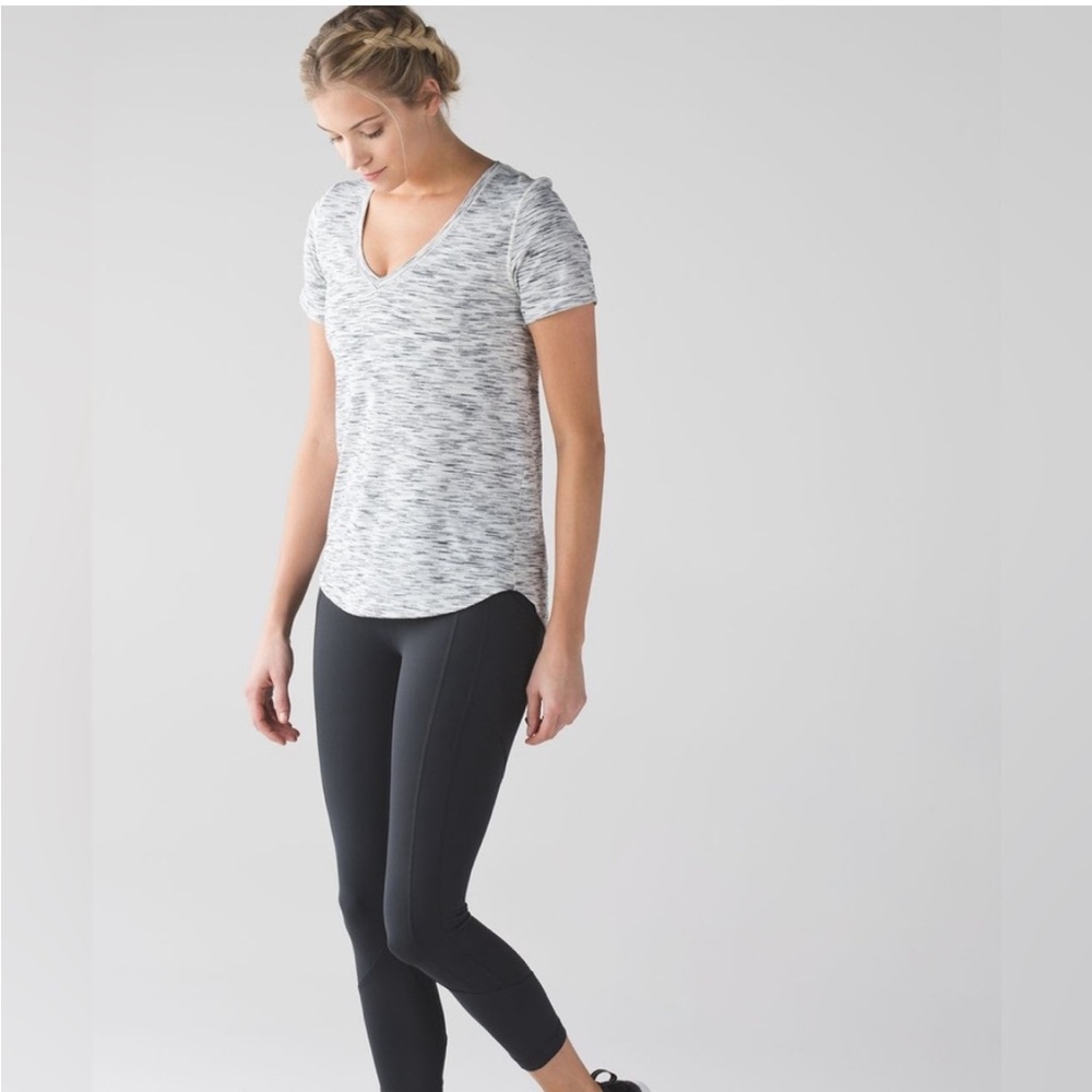 Lululemon What The Sport Tee Tiger Space Dye Black White